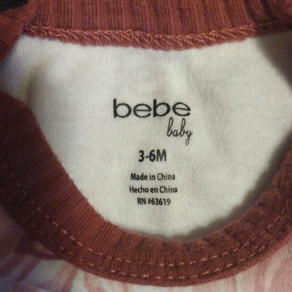 Bebe Pink and Brown Long Sleeve Bodysuit​​ - Picture 2 of 3